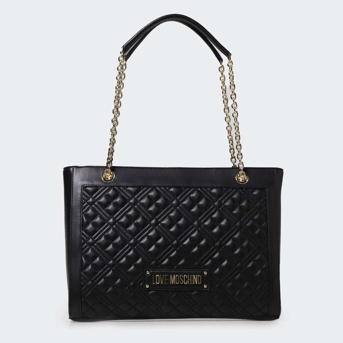 MALA LOVEMOSCHINO SHINY QUILTED TOTE NERO