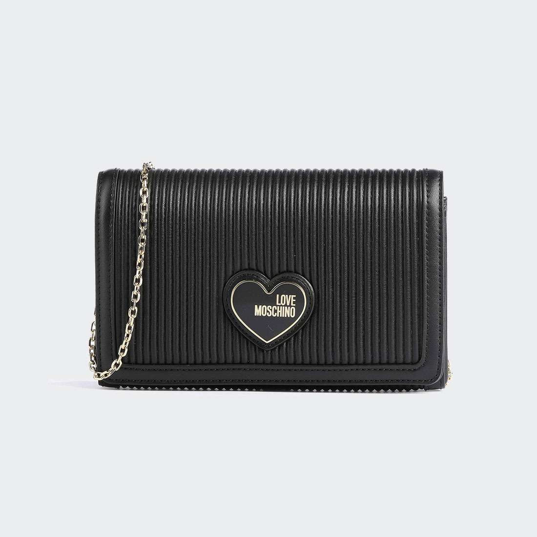 MALA LOVEMOSCHINO PLEATED CROSSBODY NERO