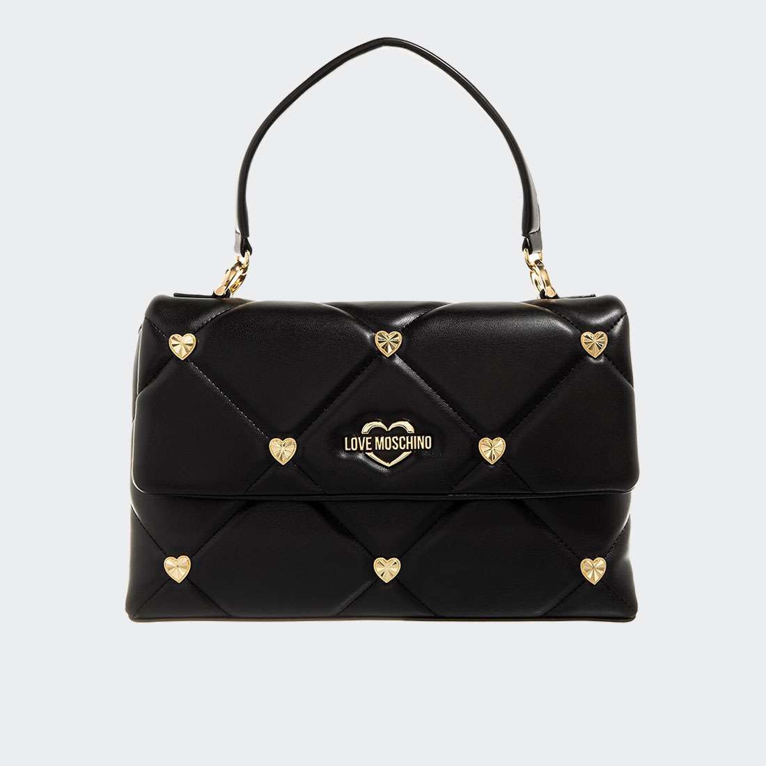 MALA LOVEMOSCHINO JEWEL HEARTS HANDBAG NERO