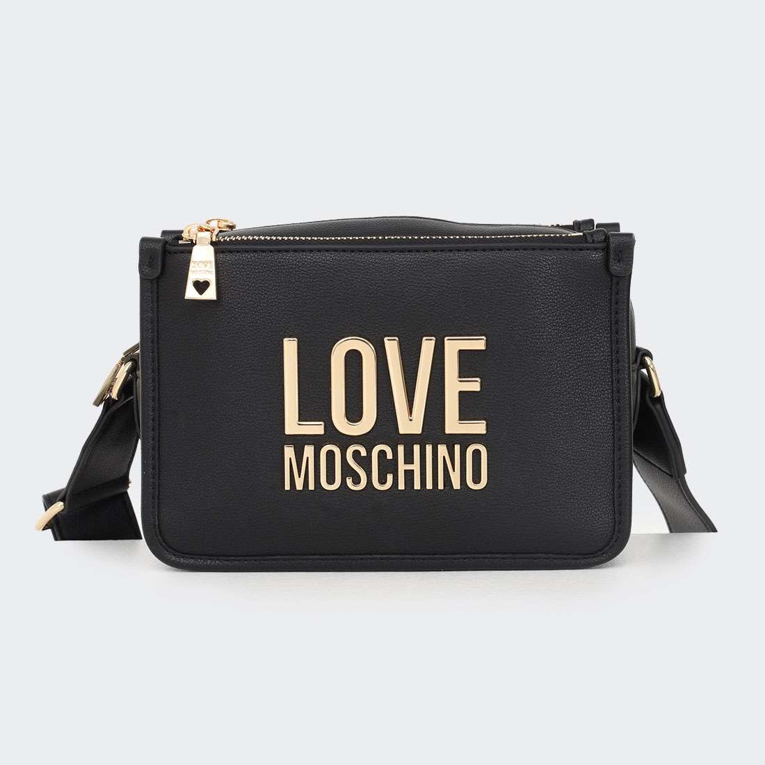 MALA LOVEMOSCHINO GOLD METAL LOGO NERO