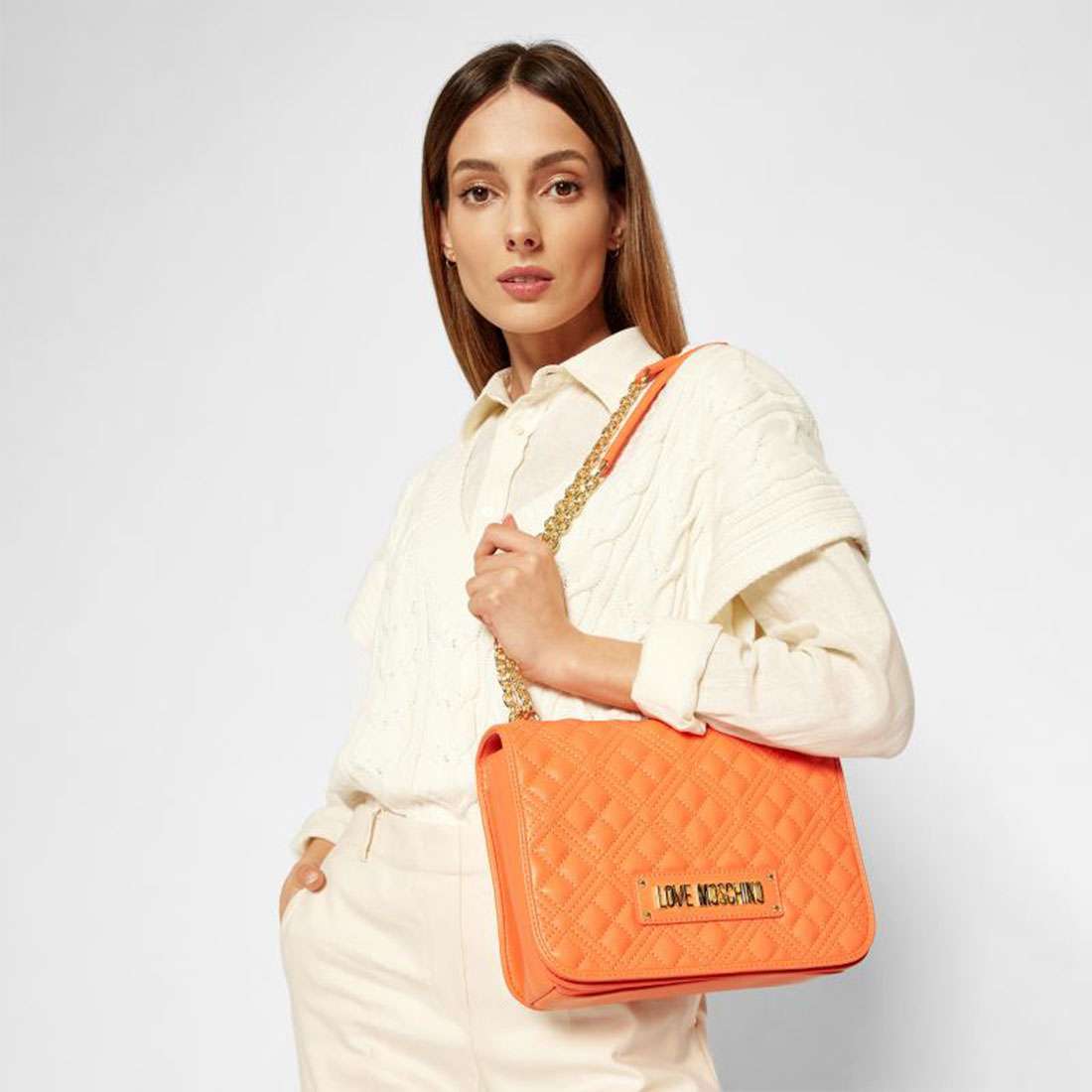 MALA LOVEMOSCHINO QUILTED ARANCIO