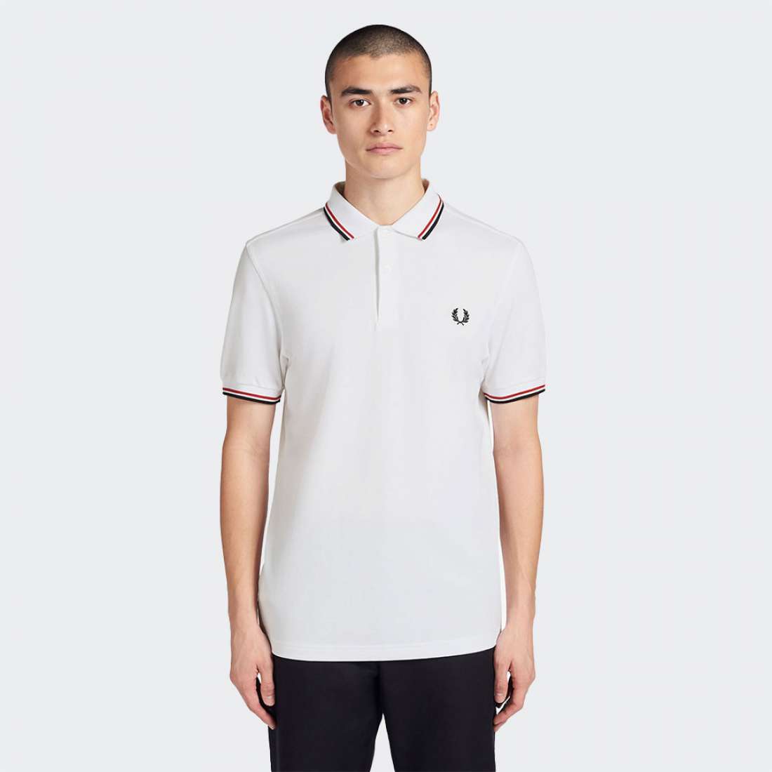 POLO FRED PERRY M3600 WHITE/RED/NAVY