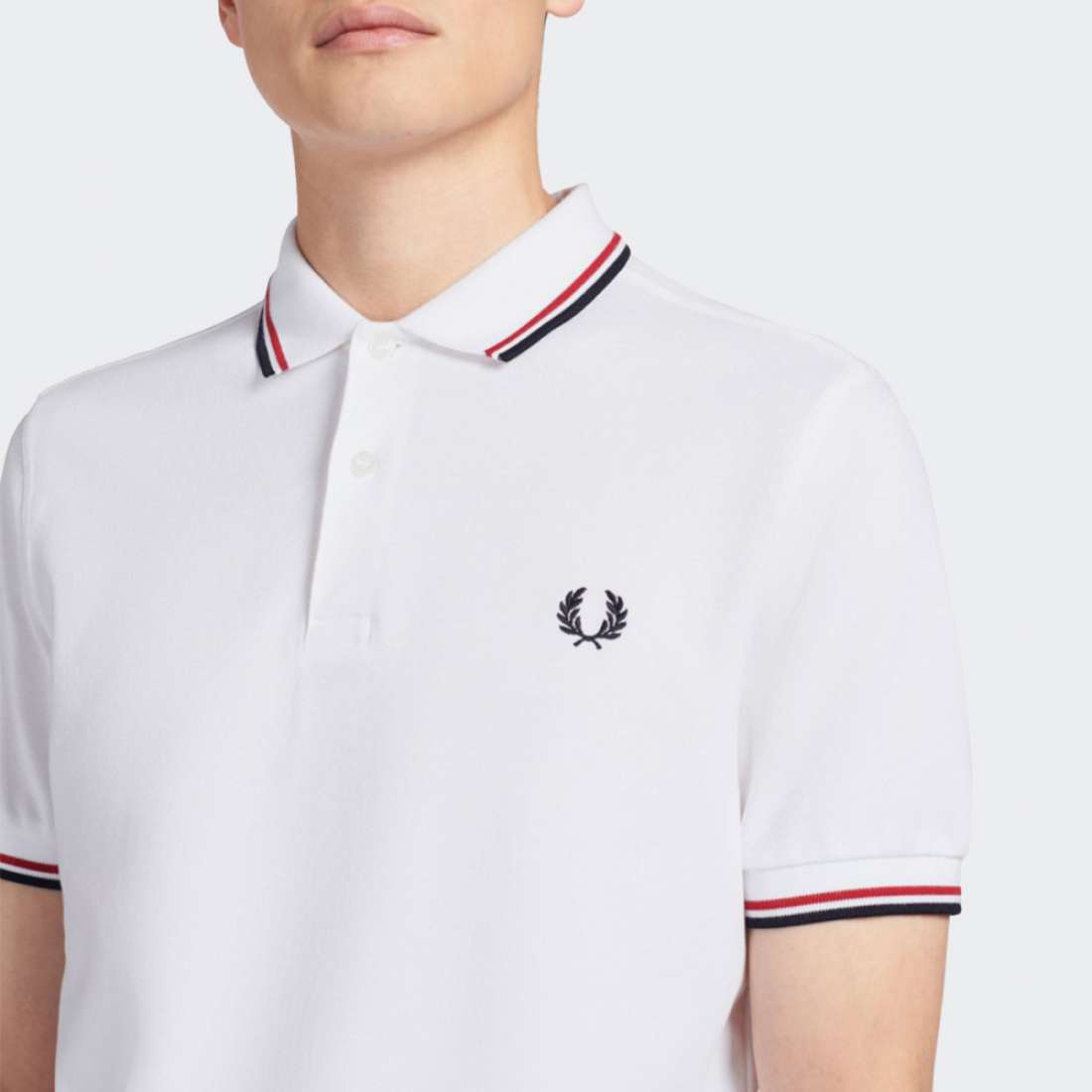 POLO FRED PERRY M3600 WHITE/RED/NAVY