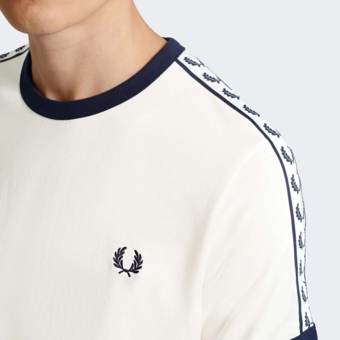 TSHIRT FRED PERRY RINGER SNOW WHITE
