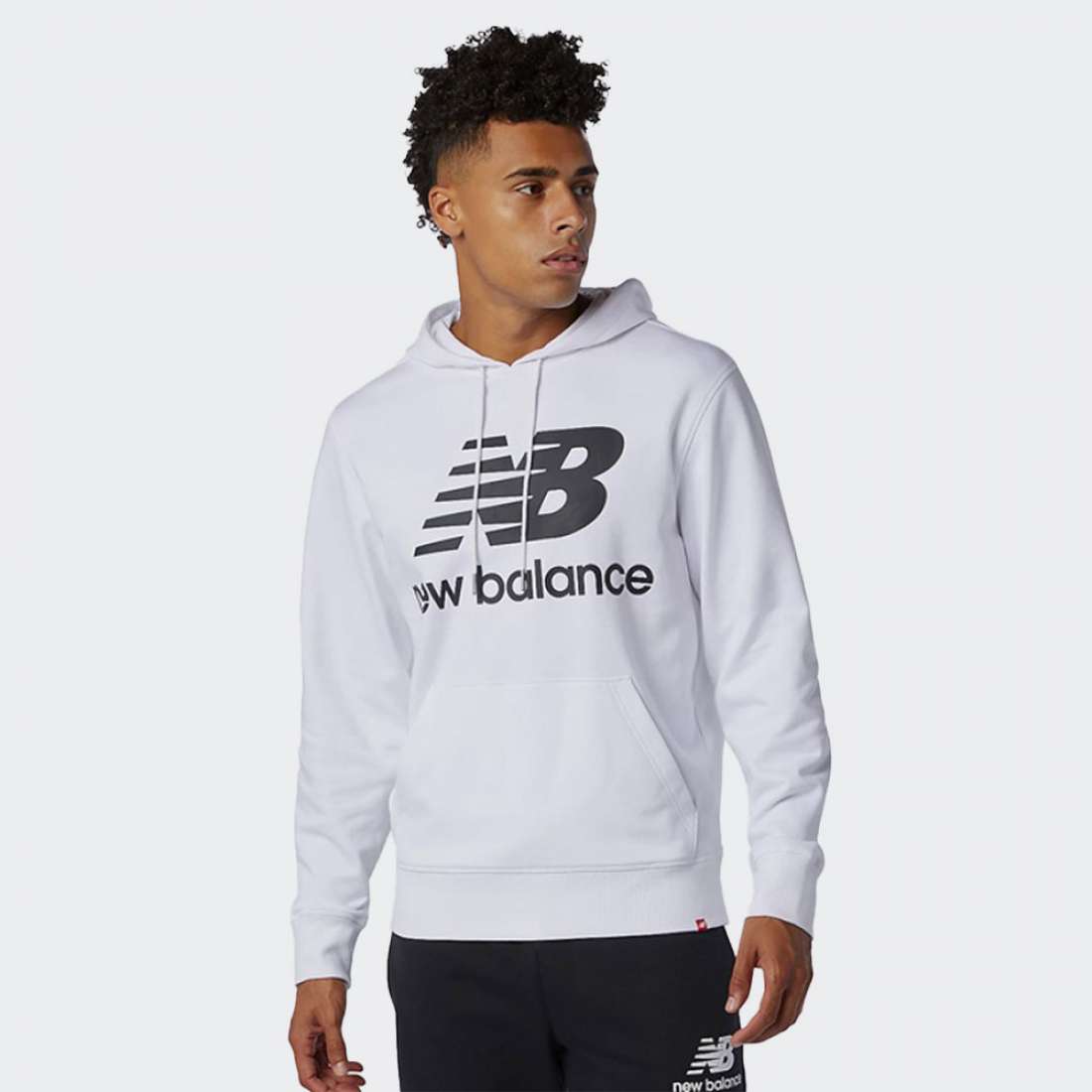 HOODIE NEW BALANCE ESSENTIALS STACKED LOGO WHITE