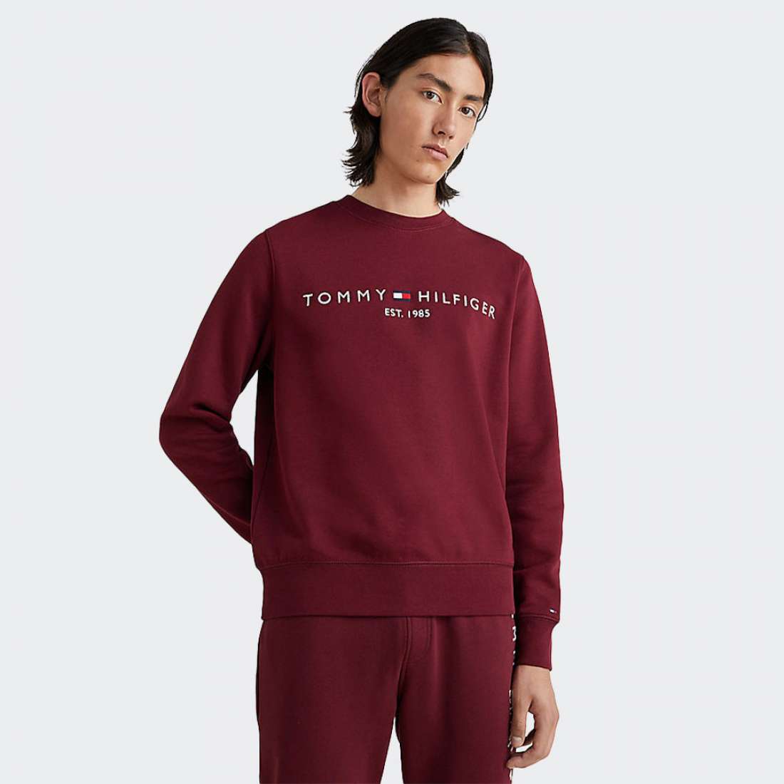 SWEATSHIRT TOMMY HILFIGER LOGO FLEX DEEP ROUGE