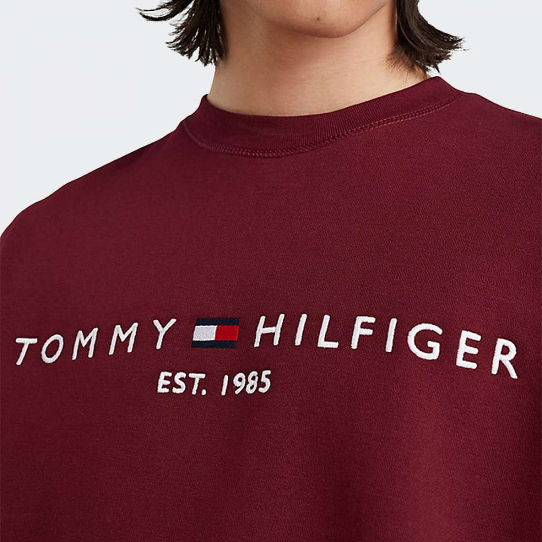 SWEATSHIRT TOMMY HILFIGER LOGO FLEX DEEP ROUGE