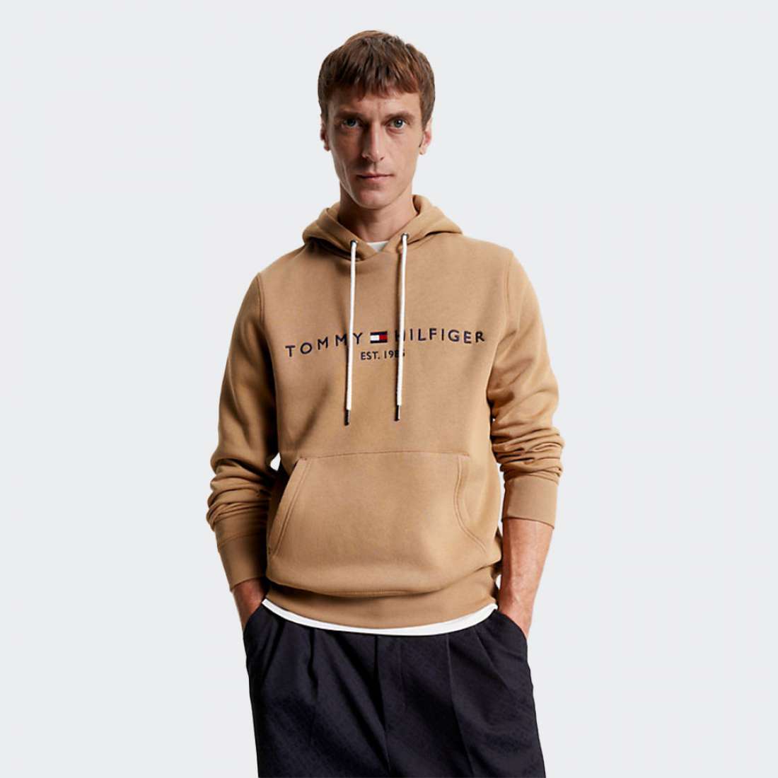 HOODIE TOMMY HILFIGER LOGO COUNTRYSIDE KHAKI