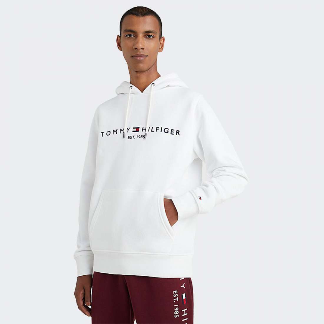 HOODIE TOMMY HILFIGER LOGO FLEX WHITE