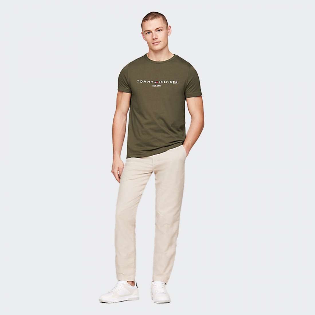 TSHIRT TOMMY HILFIGER LOGO ARMY GREEN