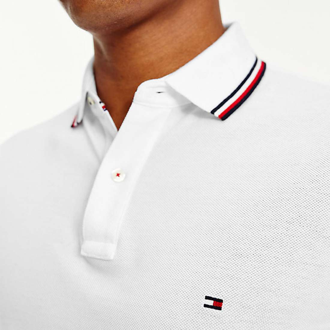 POLO TOMMY HILFIGER TIPPED SLIM WHITE