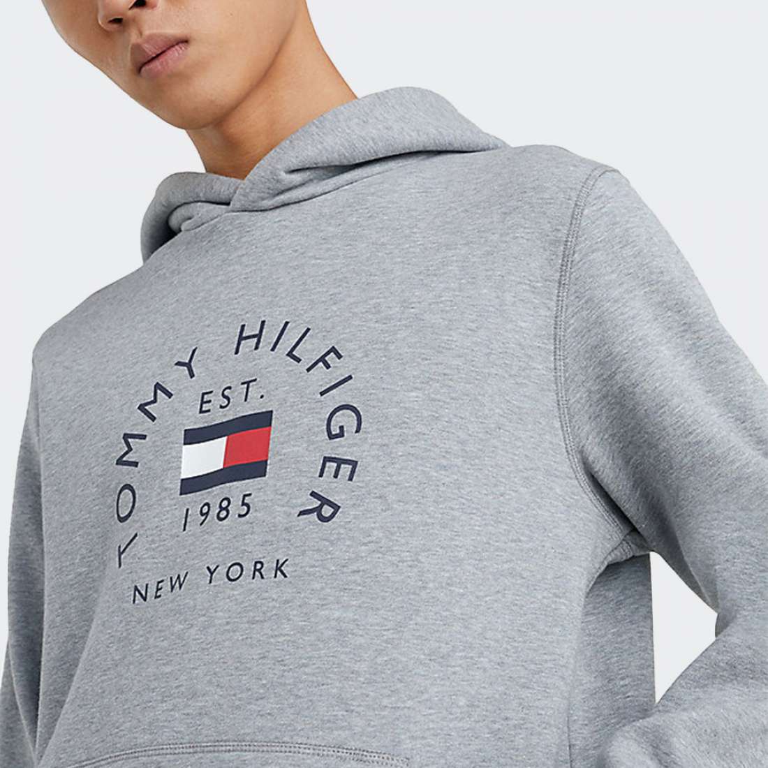 HOODIE TOMMY HILFIGER FLAG ARCH HEATHER SPECKLED/DARK GRY