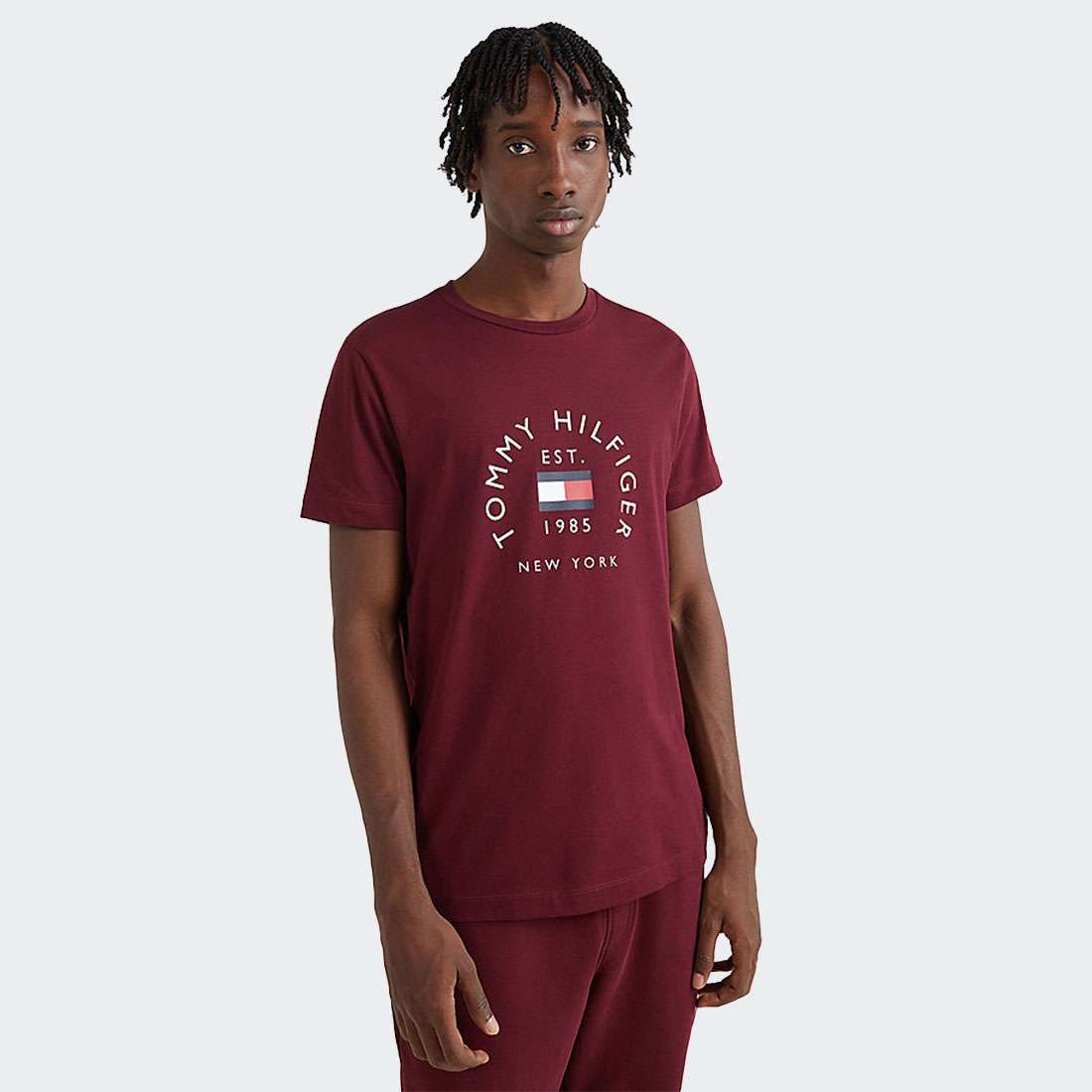 TSHIRT TOMMY HILFIGER FLAG ARCH DEEP ROUGE