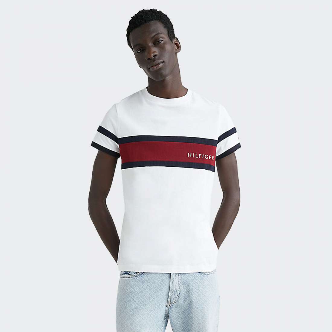 TSHIRT TOMMY HILFIGER COLOR BLOCKED SLIM WHITE