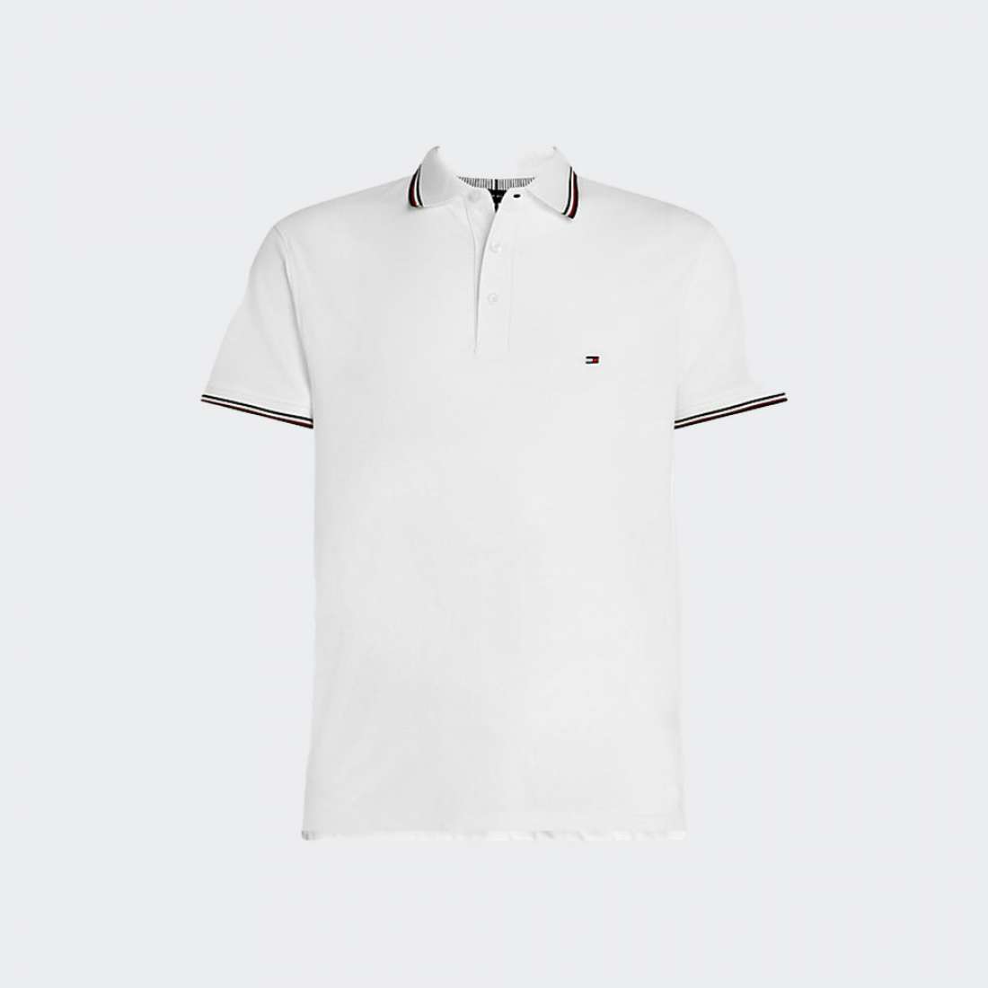 POLO TOMMY HILFIGER TIPPED SLIM WHITE