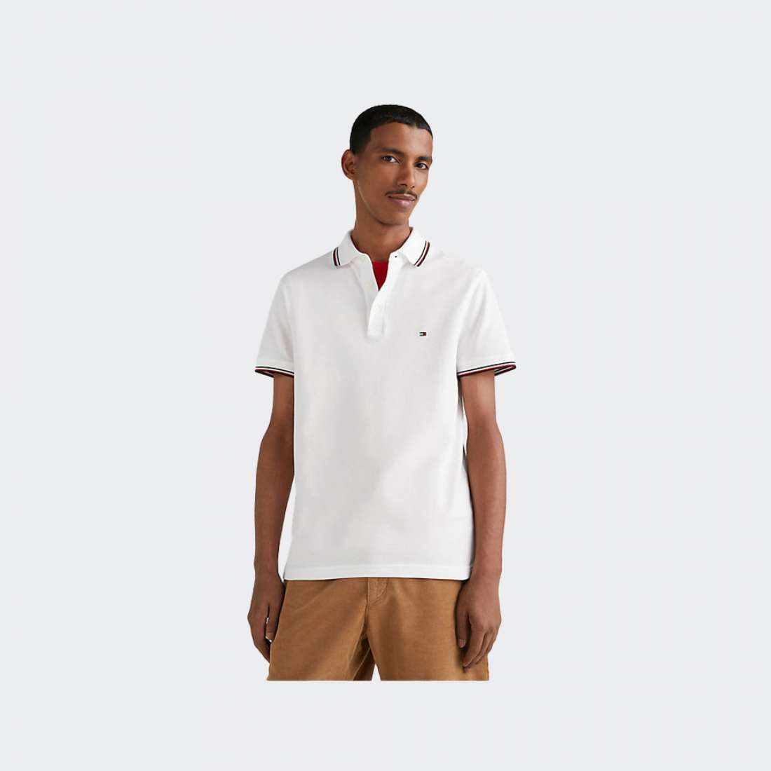 POLO TOMMY HILFIGER TIPPED SLIM WHITE