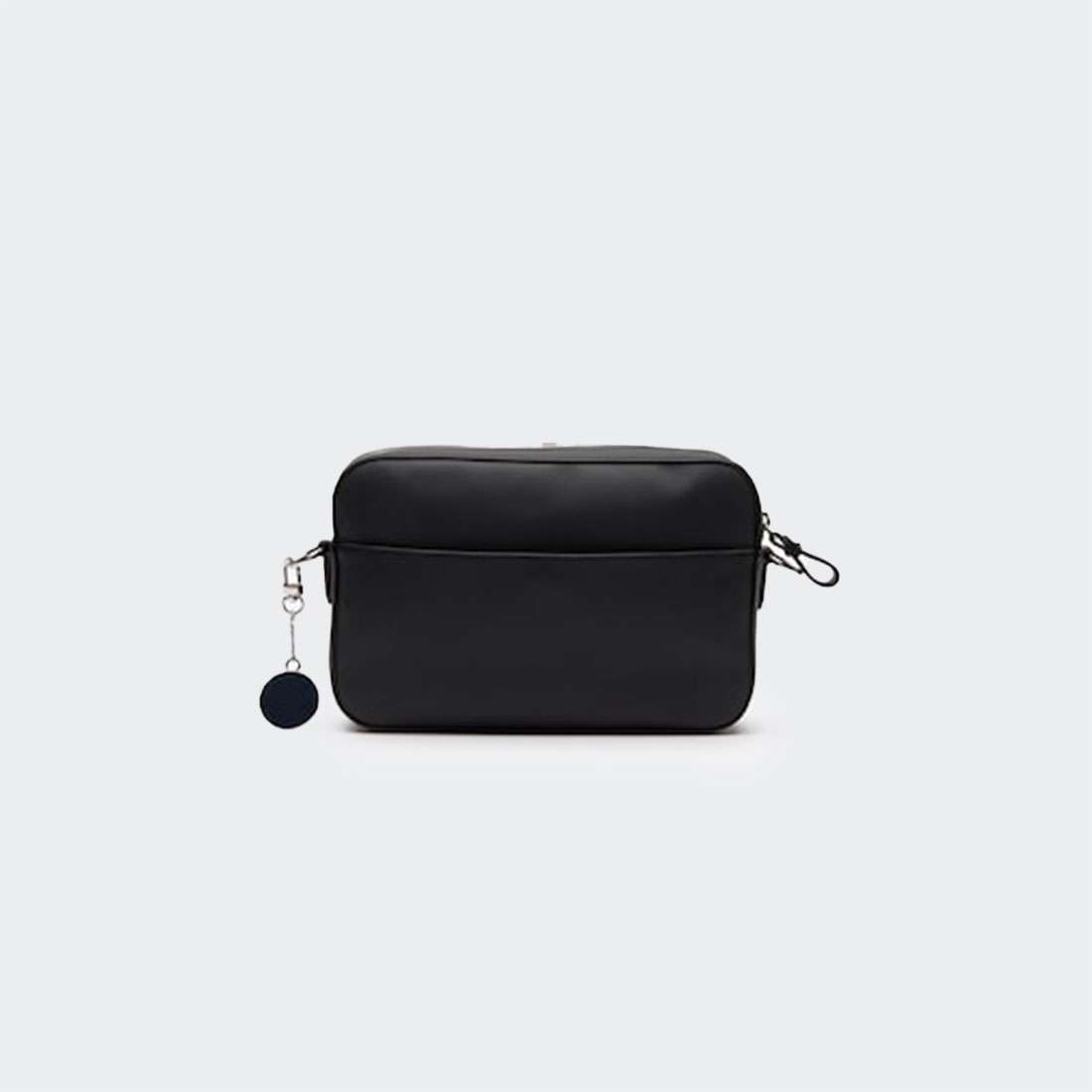 MALA LACOSTE DAILY CLASSIC COATED PIQUÉ CANVAS SQUARE ZIP SHOULDER BAG NOIR