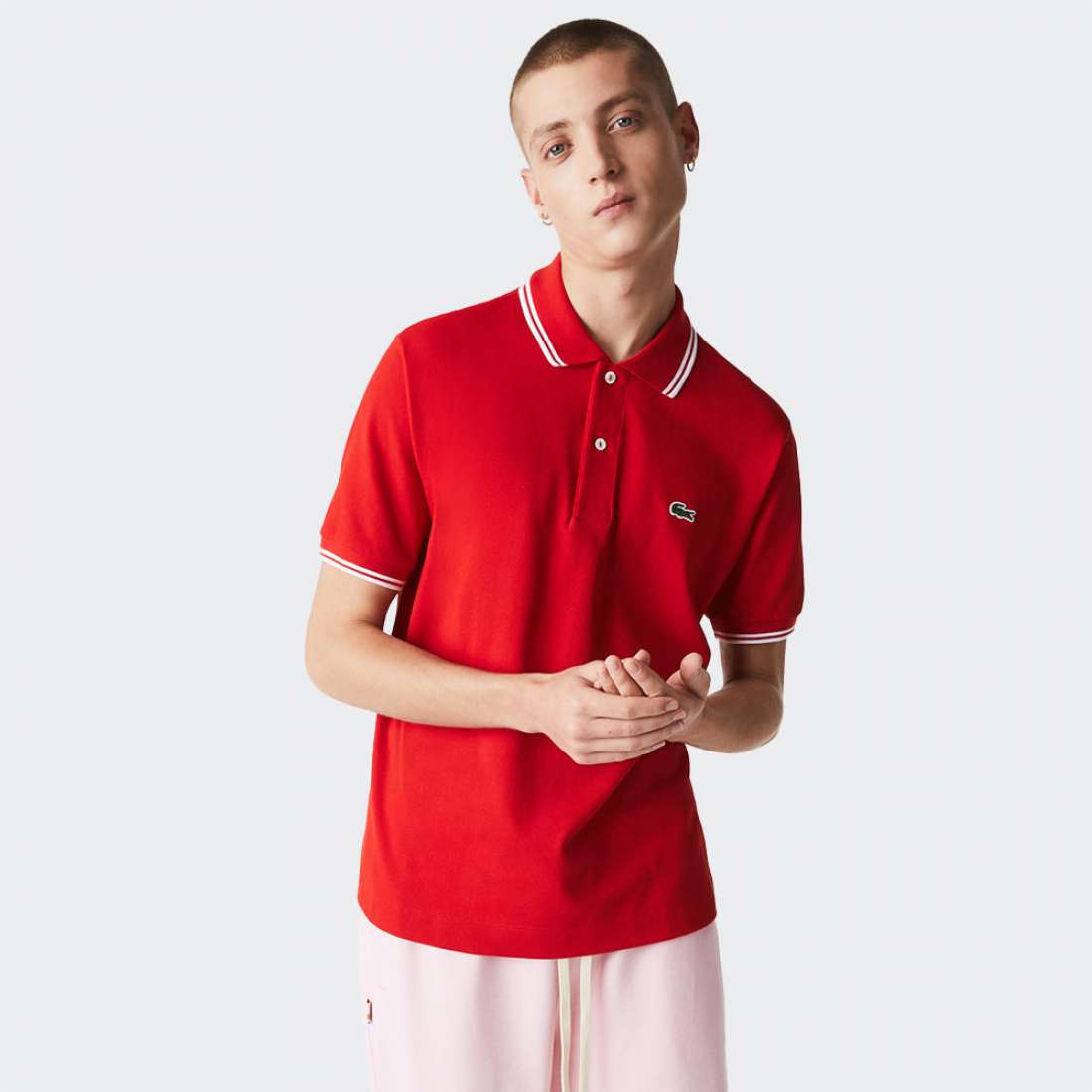 POLO LACOSTE PH238400-564 SLIM FIT ROUGE/BLANC