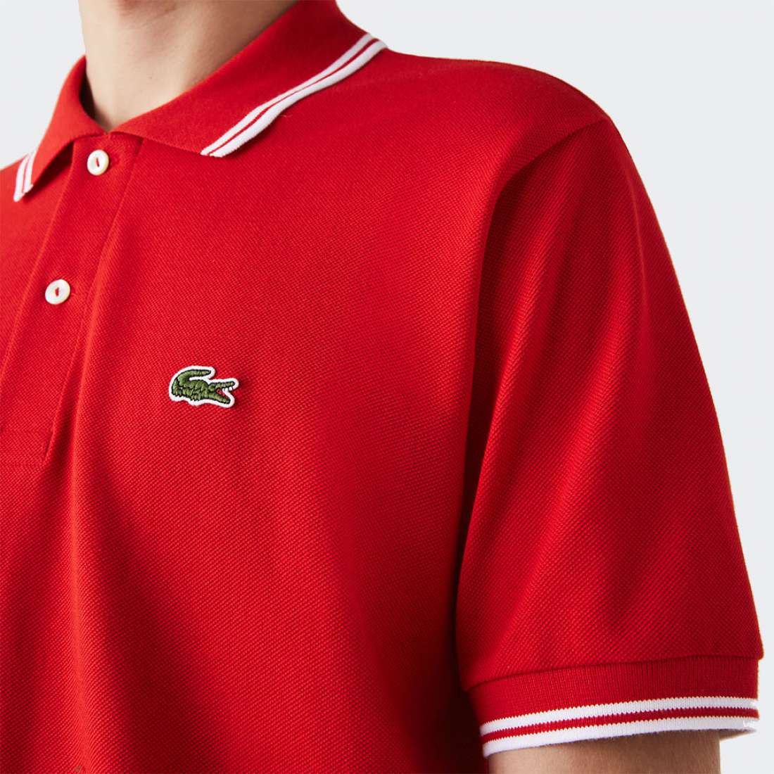 POLO LACOSTE PH238400-564 SLIM FIT ROUGE/BLANC