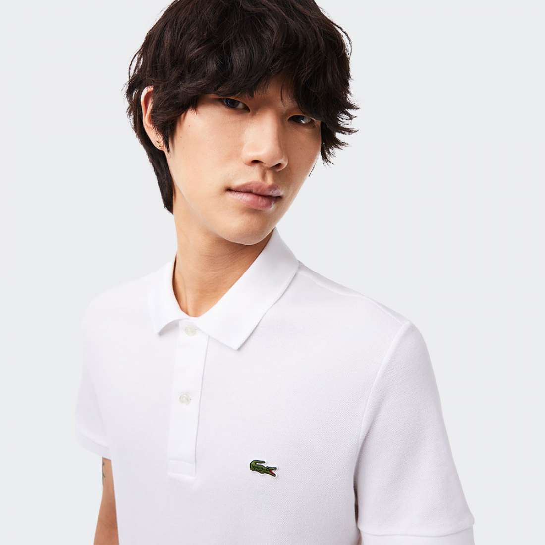 POLO LACOSTE SLIM PETITE PIQUE UNICOLOR WHITE