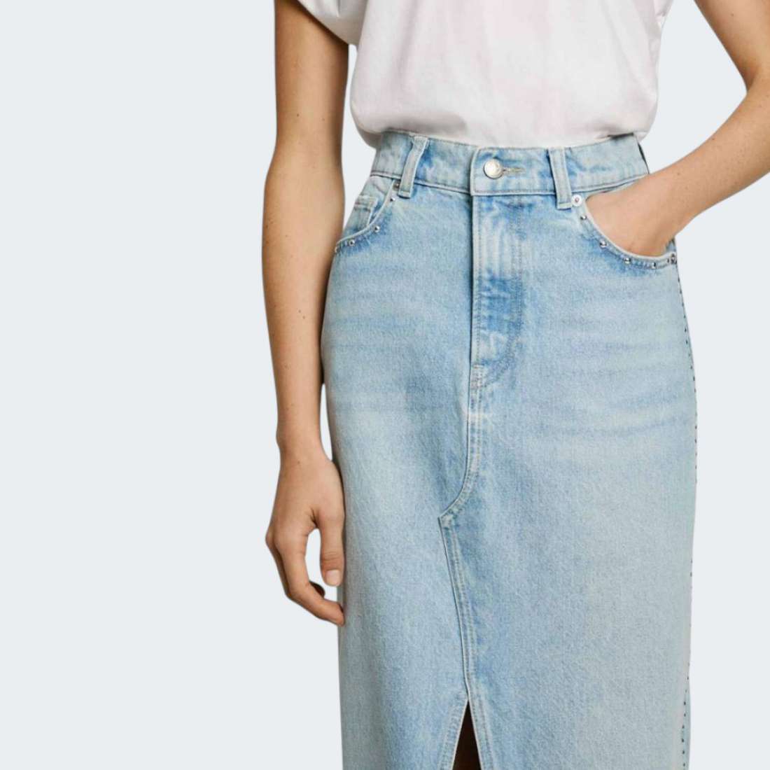 SAIA PEPE JEANS MAXI HW STUD DENIM/RE