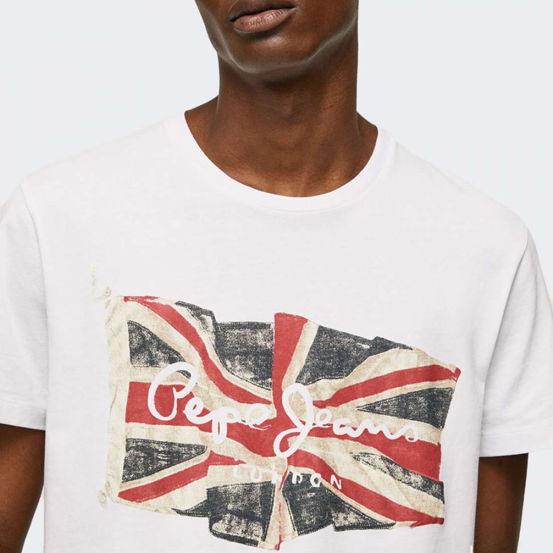 TSHIRT PEPE JEANS FLAG LOGO WHITE