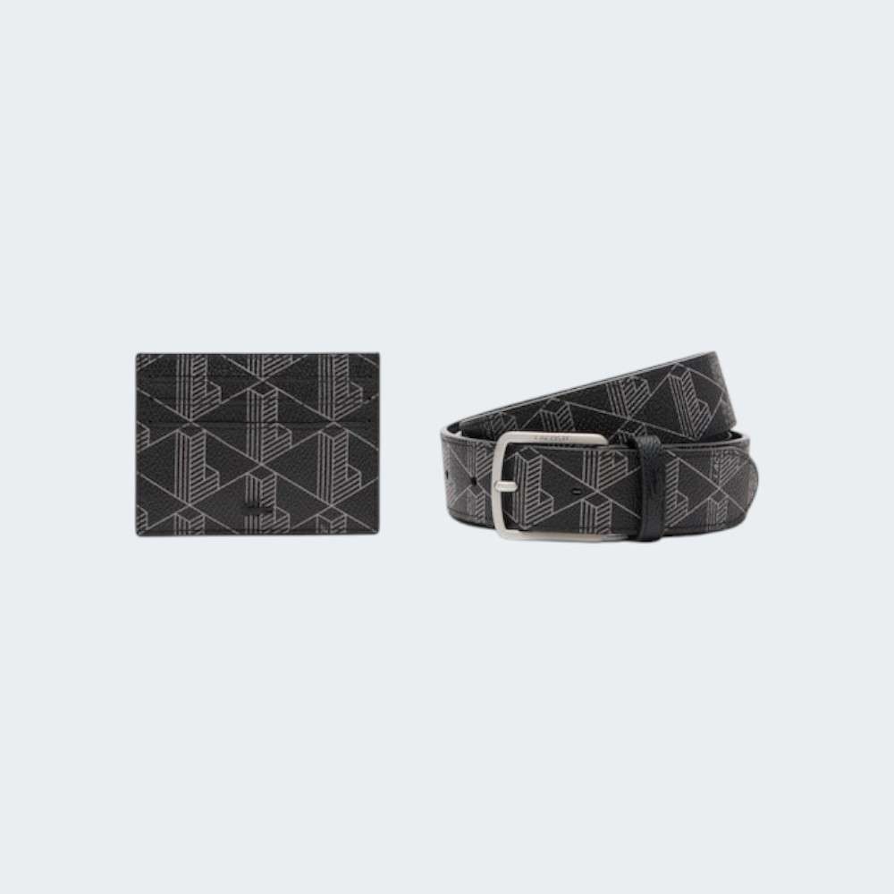 CONJUNTO CARTEIRA E CINTO LACOSTE RAW EDGES