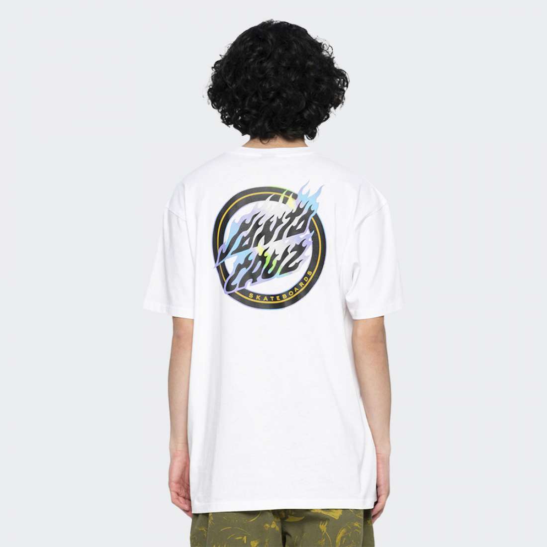 TSHIRT SANTA CRUZ HOLO FLAMED DOT WHITE