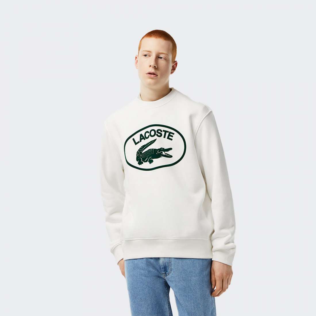 SWEATSHIRT LACOSTE SH0254 FLOUR/GREEN