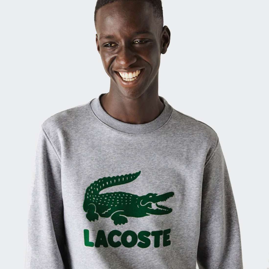 SWEATSHIRT LACOSTE PRINTED LOGO ARGENT CHINE