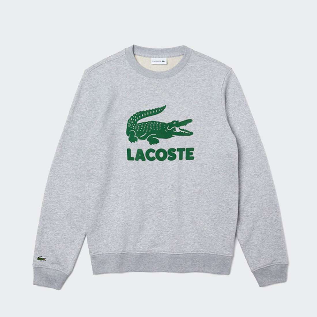 SWEATSHIRT LACOSTE PRINTED LOGO ARGENT CHINE