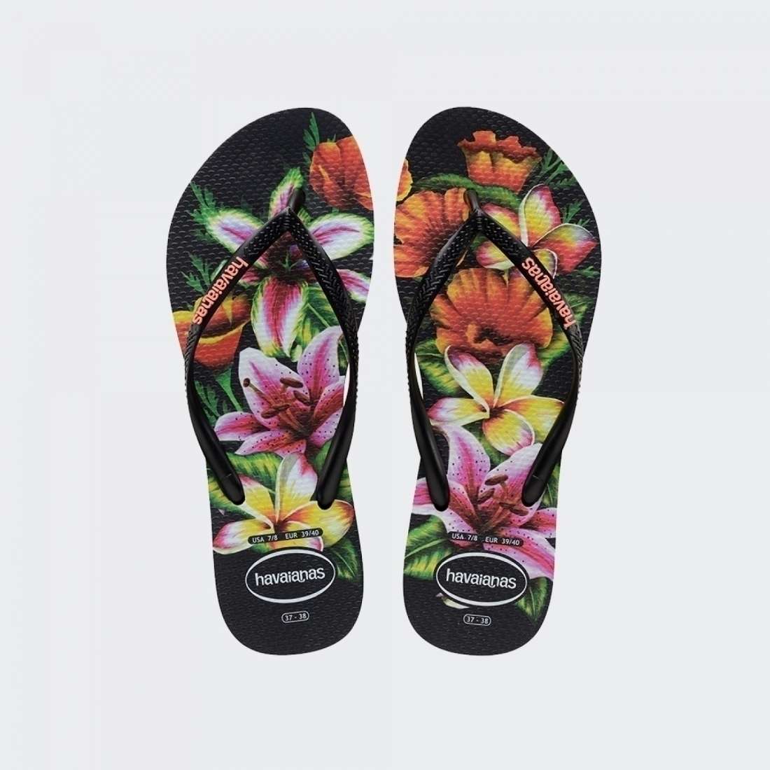HAVAIANAS SLIM FLORAL BLACK