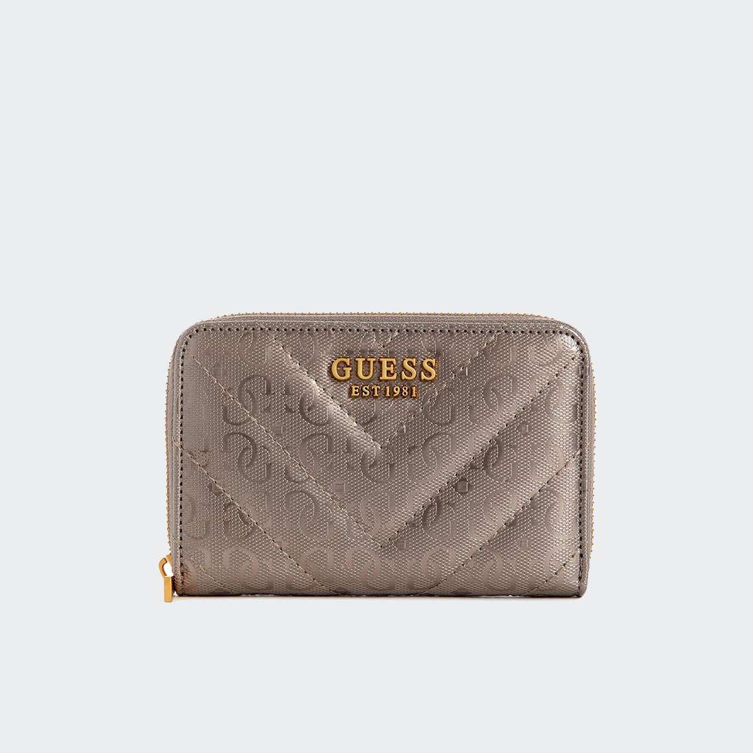 CARTEIRA GUESS JANIA MEDIUM ZIP PEWTER