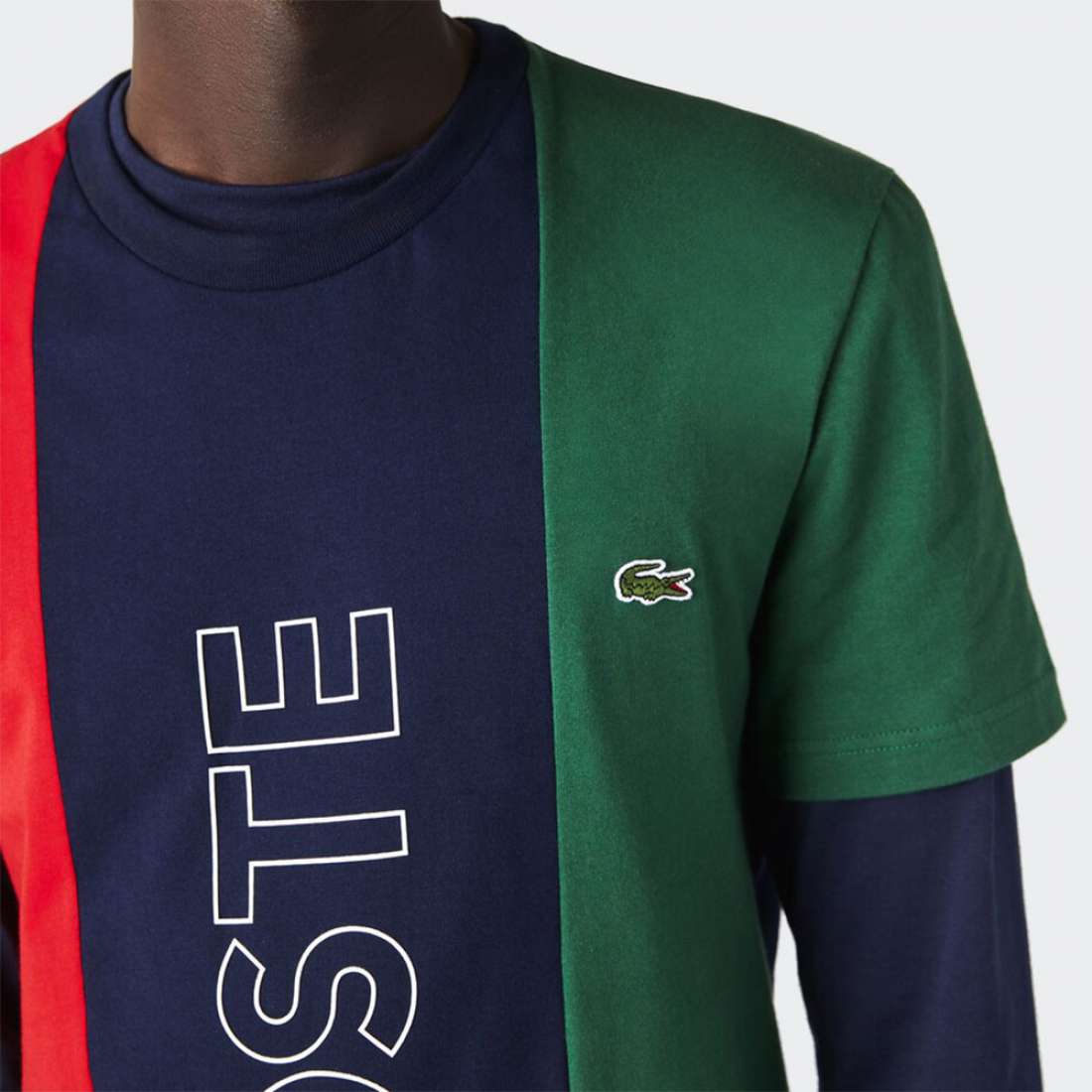 T-SHIRT LACOSTE TH120300 MARINE/ROUGE VERT