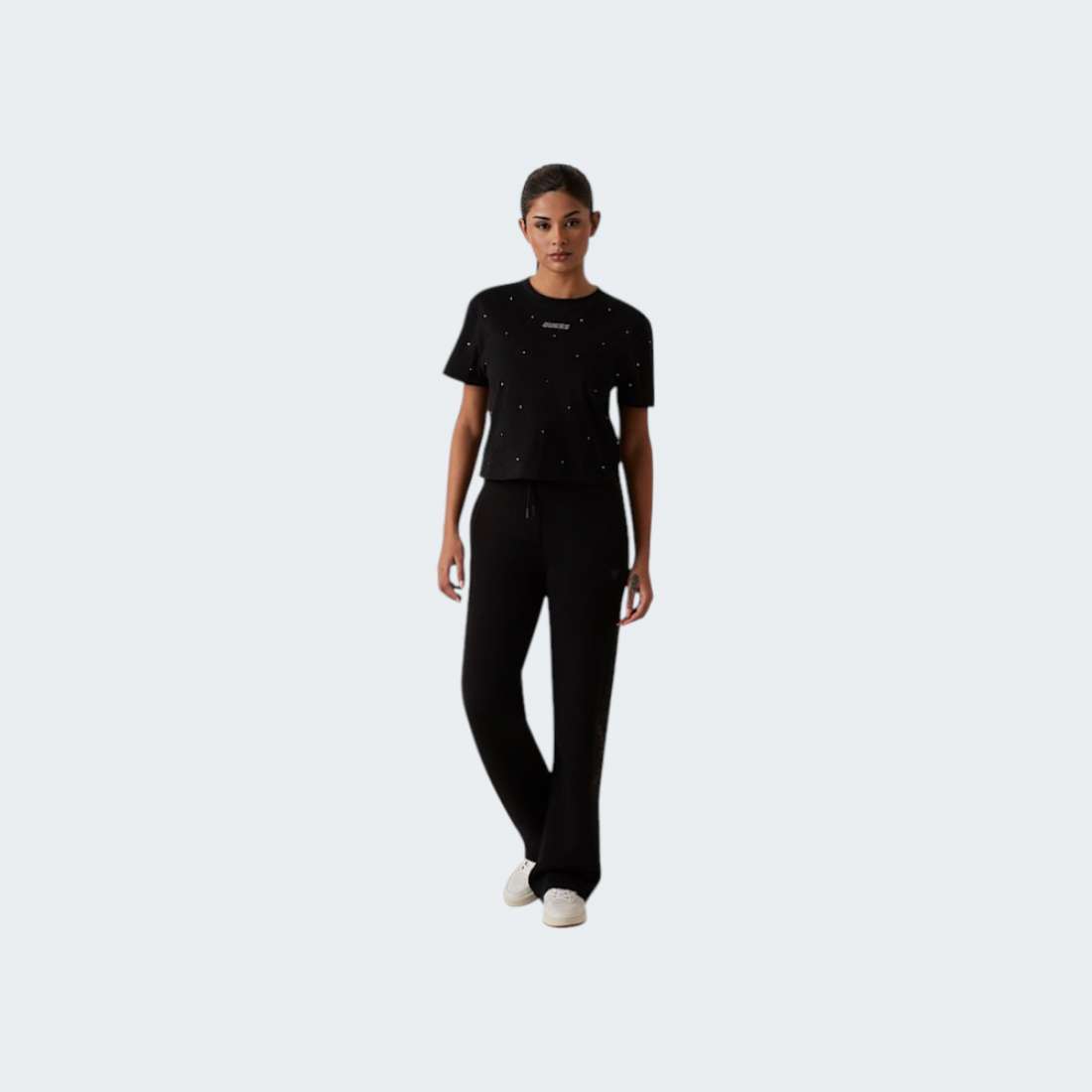 T-SHIRT GUESS PRIMULA RHINESTONES BOXY JBLK