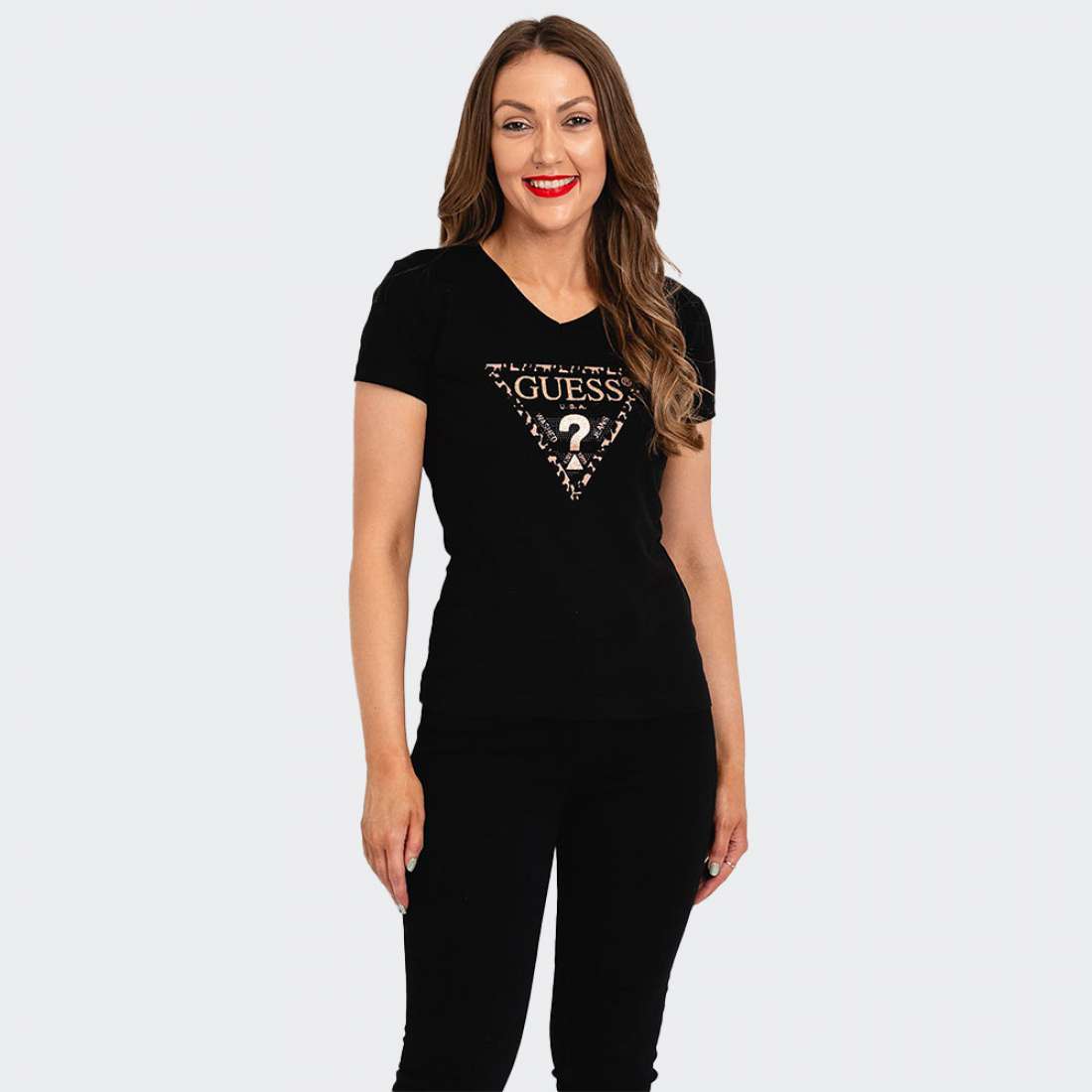 TSHIRT GUESS LEO TRIANGLE JBLK