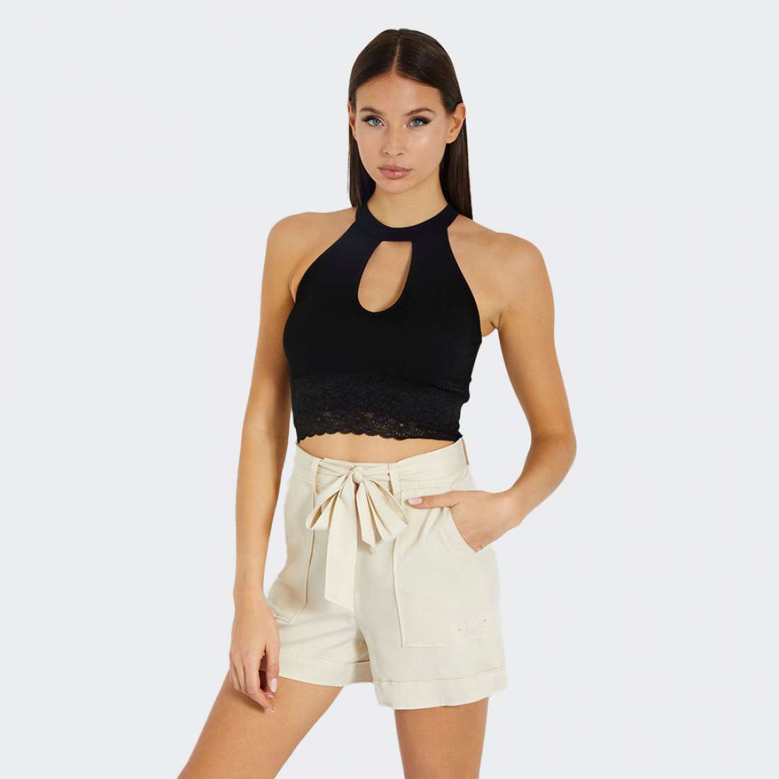 TOP GUESS LILA LACE SEAMLESS JBLK