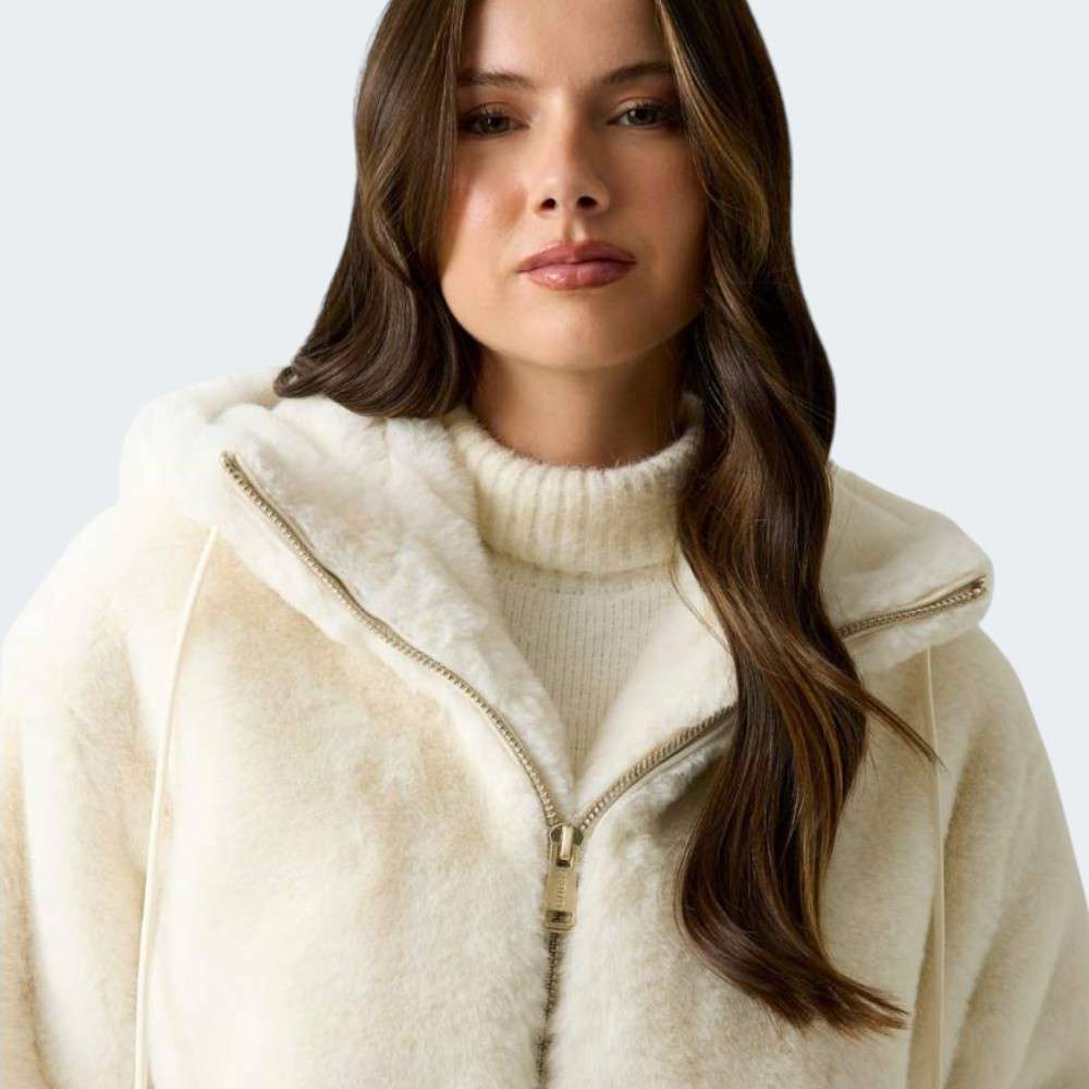 BLUSAO GUESS LUCREZIA FAUX FUR LOGO