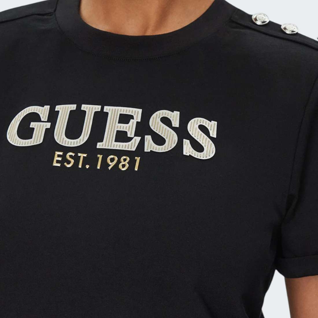 T-SHIRT GUESS CN SS CROPPED WASHED OGO JBLK
