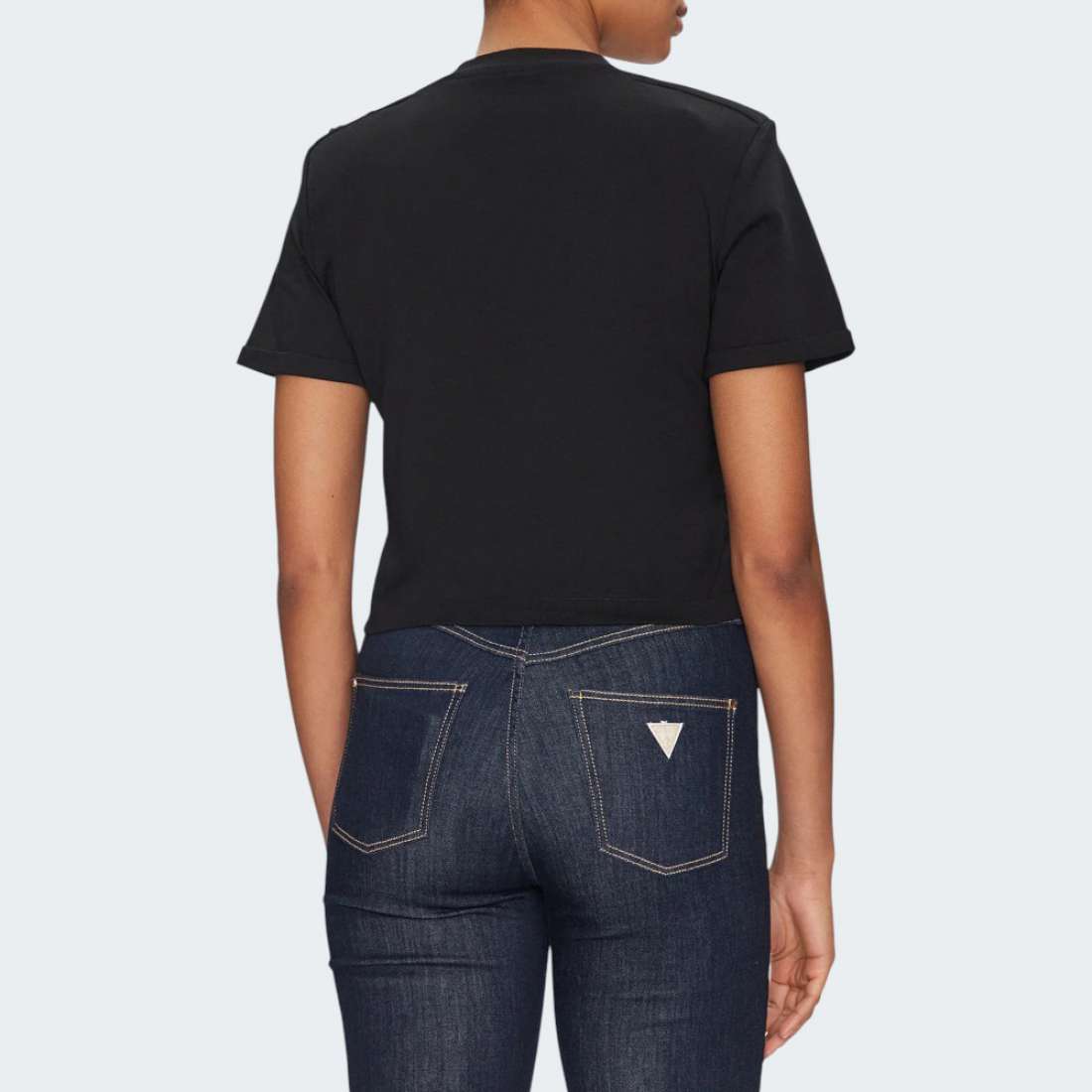 T-SHIRT GUESS CN SS CROPPED WASHED OGO JBLK