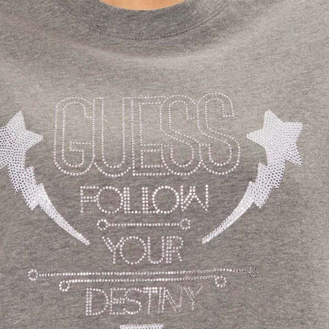 TSHIRT GUESS SS CN SLEEVES STRASS DETAIL MCH