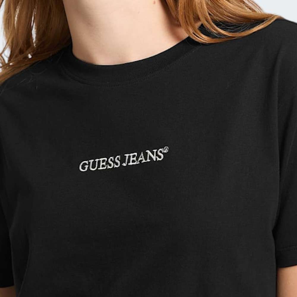 T-SHIRT GUESS GJ SS CN BOXY EMBRO LOGO JBLK