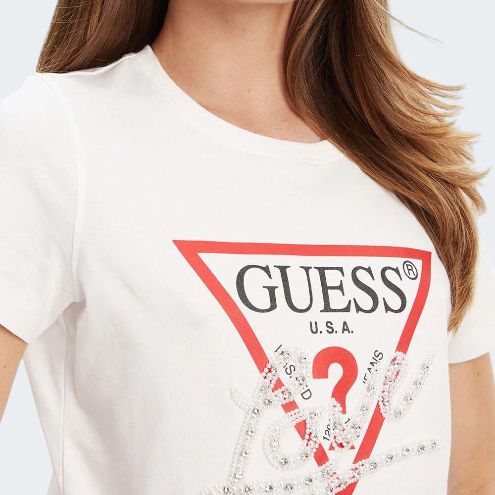 TSHIRT GUESS SS CN PEARLS LOVE TRIANGLE
