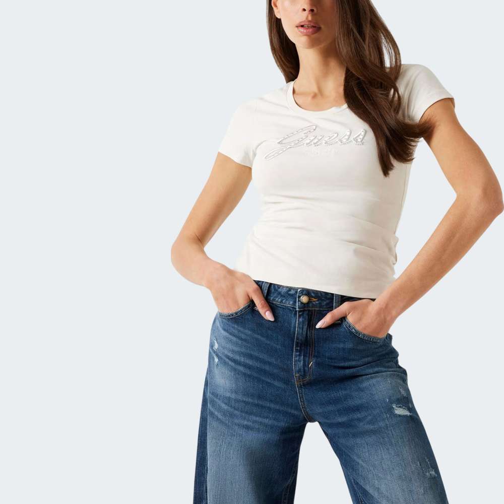 TSHIRT GUESS CN SS EMBRO SCRIPT LOGO