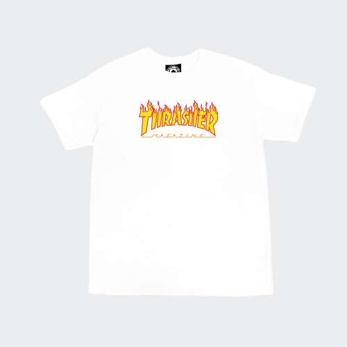 T-SHIRT THRASHER FLAME LOGO WHITE