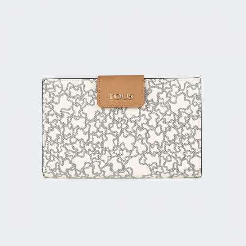 CARTEIRA TOUS KAOS MINI MEDIUM BEIGE-NEGRO