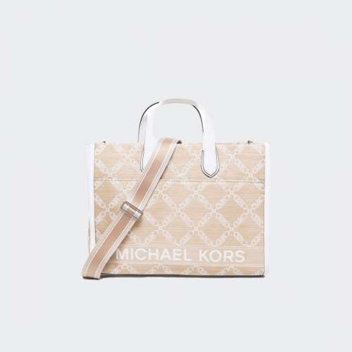 MALA MICHAEL KORS LG GRAB TOTE NAT/OPTIC WHITE