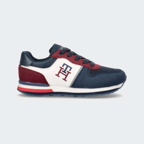 TOMMY HILFIGER LOW CUT LACE-UP JUNIOR BLUE/BORDEAUX