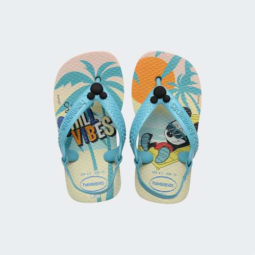 HAVAIANAS KIDS BABY DISNEY CLASSICS II BEIGE STRAW/BLUE