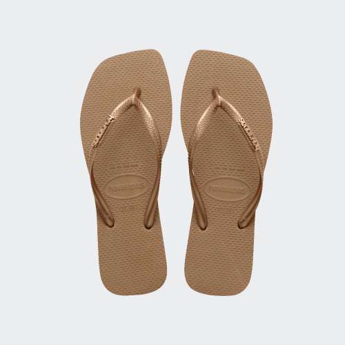 HAVAIANAS SLIM SQUARE LOGO METALLIC ROSE GOLD